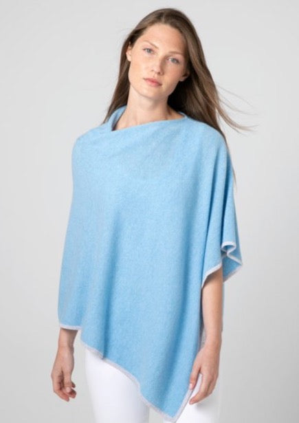 C+B Collections Contrast Trim Poncho in Cashmere