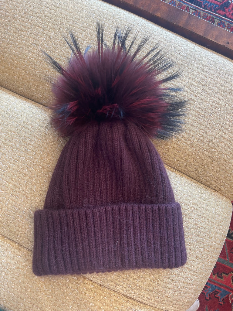 Angora/Wool Pom Hats