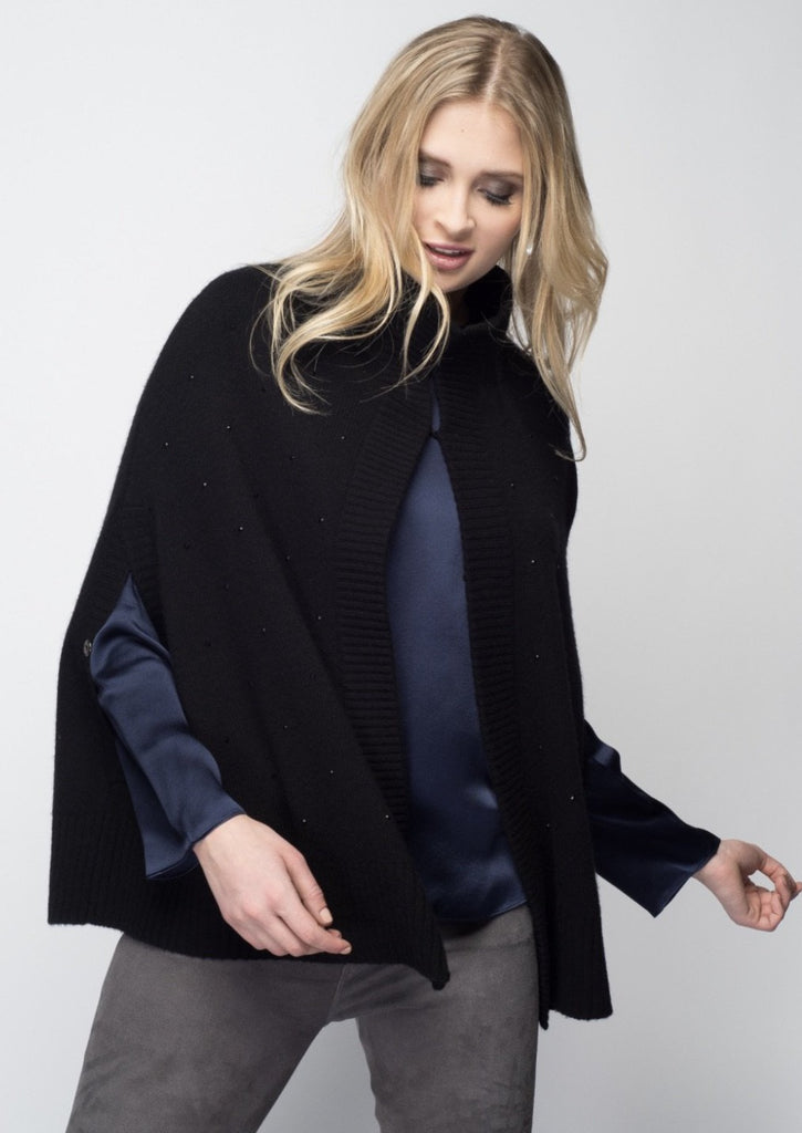 C&B Furs Cashmere & Fox Poncho with Crystals